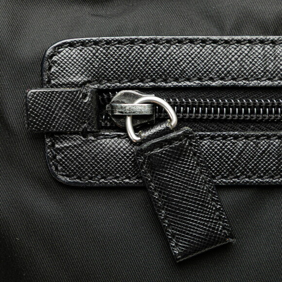 Prada Saffiano Triangle Logo Plate Crossbody Bag Black - Picture 6 of 10